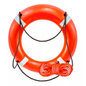 Aro salvavidas certificado de 30" con rabiza naranja